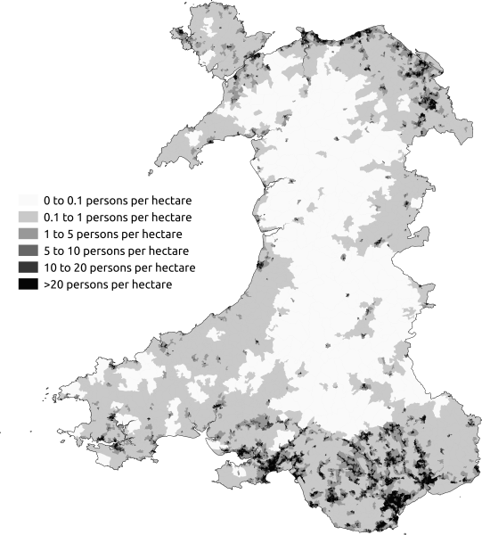 Wales Population Density Map